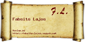 Fabsits Lajos névjegykártya